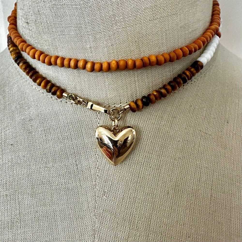 Rebecca Minkoff Gold Plated Beaded Heart Necklace - Picture 6 of 11